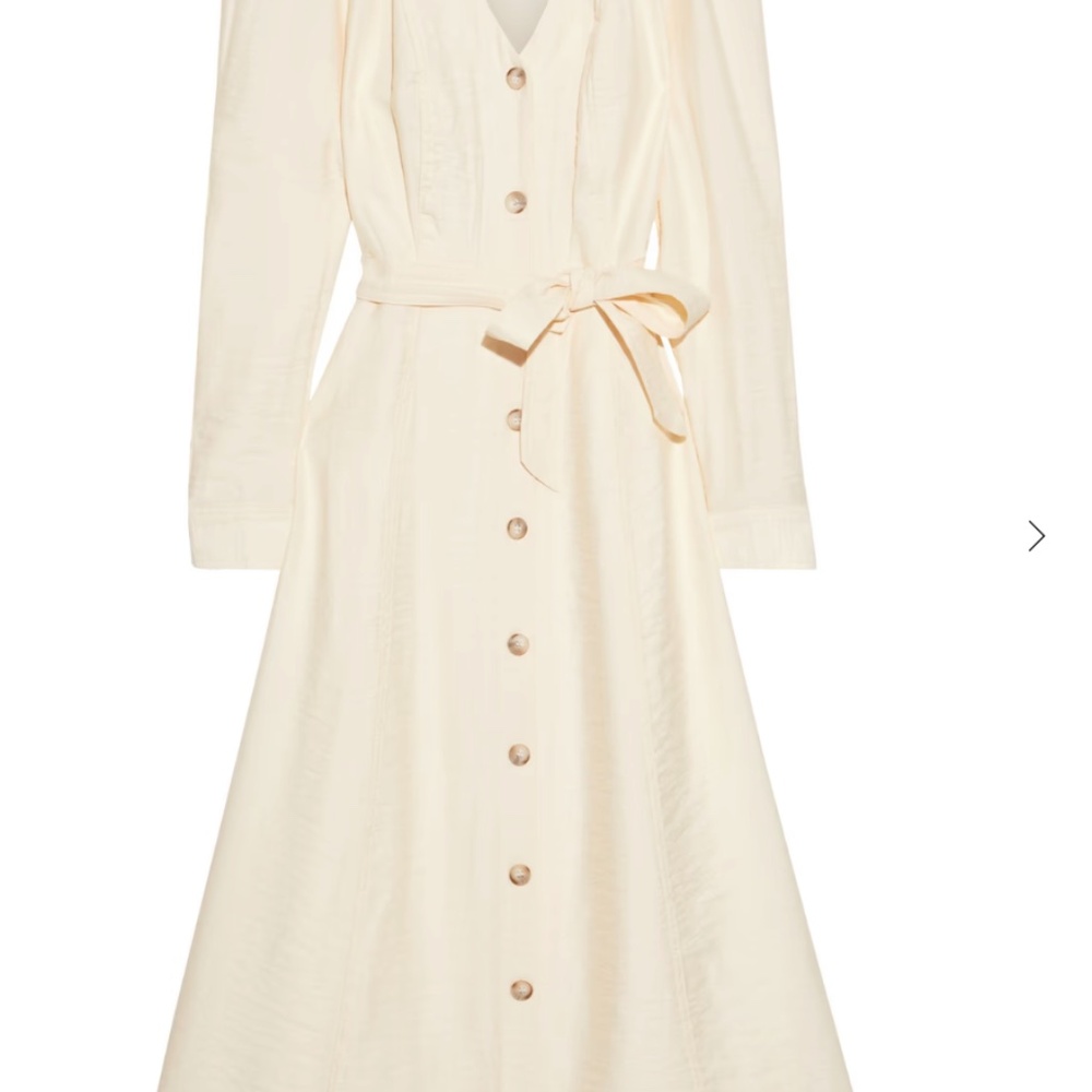 Iris and Ink Midi Crepe Dress in Cream